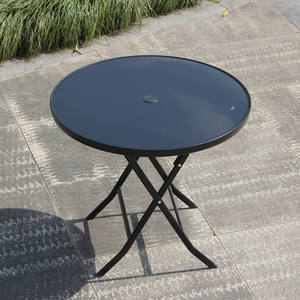 पोर्टेबल आउटडोर टेम्पर्ड ग्लास तह टेबल-छोटे गोल टेबल, स्क्वायर टेबल होम डाइनिंग टेबल, पेटियो कॉफी टेबल - Product Image 4