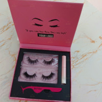 2 paires de bandes de cils Kit avec colle et applicateur de cils Présentation des cils de luxe en faux vison
