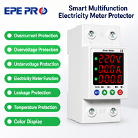 Disjoncteur WiFi intelligent miniature monophasé AC80-300V 63A, montage sur rail DIN, pour la protection contre les fuites, les surtensions et les sous-tensions