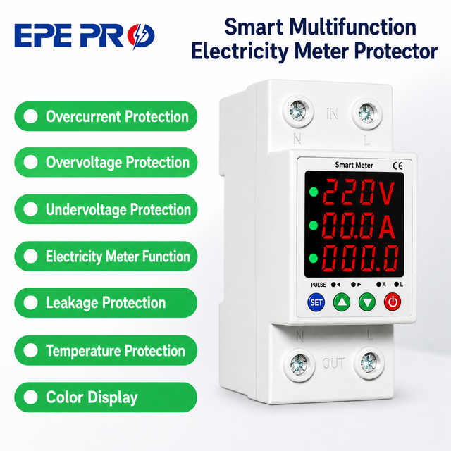 WiFi Circuit Breaker Smart Miniature Single Phase AC80-300V 63A, Din Rail Mount, for Leakage, Over/Under Voltage and Protection
