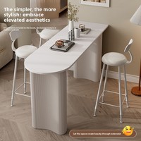 Stein-Quarzit-Bartisch für den Hausgebrauch Wandmontierte Trennwand Cremefarbener Balkon-Lounge-Minibar Minimalistischer Hochbeiniger Tisch Pur