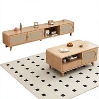 Lemari TV Minimalis Modern MDF Ruang Tamu Kamar Tidur Gaya Farmhouse Penyimpanan Apartemen Kecil Warna Kayu Walnut Kemasan Mail Y