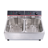 Friteuse électrique professionnelle à double cuve, 2 paniers, 6L, en acier inoxydable, avec contrôle de température, pour la restauration