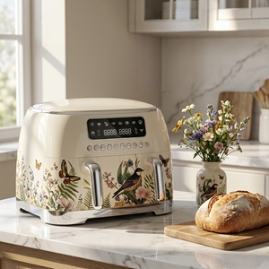 Vintage Double Basket Air Fryer 10L Dual Zone Air Fryer Separate Cooking Classic Retro Appearance No Oil Stick Kitchen Appliance - Product Image 3