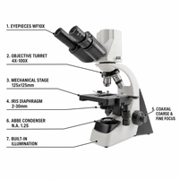 40X 1000X Digital Biological Microscope with 45mm DIN Objectives for Medical School and Laboratory Research
