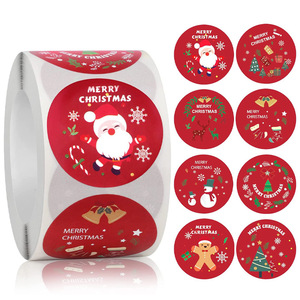 Rollos de Etiquetas Adhesivas Rojas de Papá Noel de Navidad de 3.8 cm al por Mayor, Decoración de Cajas de Regalo para Festividades, Etiquetas Adhesivas de Sellado de Feliz Navidad - Product Image 1