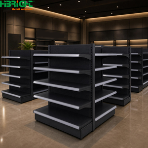 Estanterías Góndola de Doble Cara Reforzadas, Exhibidores Metálicos Negros con Estantes Perforados para Supermercados y Tiendas Minoristas - Product Image 3