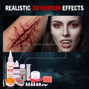 VANERIA Set de Maquillaje de <span class=keywords><strong>Efectos</strong></span> <span class=keywords><strong>Especiales</strong></span> <span class=keywords><strong>para</strong></span> Halloween, Pintura Corporal Impermeable, Kit SFX de 10 Piezas, Cera <span class=keywords><strong>para</strong></span> Cicatrices, Látex Líquido, Colmillos de Vampiro, Sangre - Product Image 3