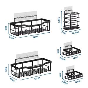 YOTO 5個セット 防錆炭素鋼製バスルームオーガナイザー 穴あけ不要 浴室収納ラックセット 壁掛け収納オーガナイザー - Product Image 6