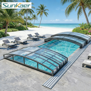 <span class=keywords><strong>Cubiertas</strong></span> Telescópicas para <span class=keywords><strong>Piscinas</strong></span> Sunkaer Personalizadas de Aluminio y Policarbonato, Móviles, para Uso Permanente, Protección Invernal para <span class=keywords><strong>Piscinas</strong></span> sobre el Suelo - Product Image 2
