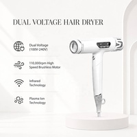 Secador de Pelo Profesional Ultraligero con Motor Iónico de Plasma BLDC, Doble Voltaje, Plegable, de Alta Velocidad para Uso en Salón