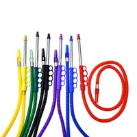 Produit en silicone personnalisé, Tuyau de chicha avec poignée en silicone et embout en acier inoxydable, Tuyau de chicha rétractable en PVC