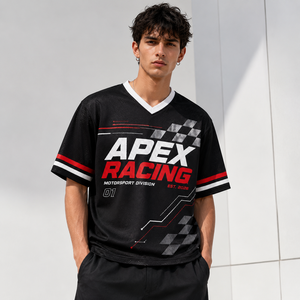 Camiseta de Malla Personalizada para Carreras, Sublimación Completa, Cuello en V, Logotipo y Número Personalizados para Equipos de Motorsport - Product Image 1