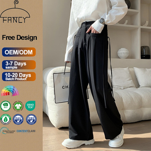 Automne printemps Style italien napolitain taille haute pantalon droit plat OEM Service haute rue à la mode hommes pantalons décontractés - Product Image 1