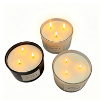 Bougie parfumée en gros, grande taille, 3 mèches, cire de soja naturelle, pot en verre, aromathérapie, longue durée de combustion, décoration intérieure, logo et parfum personnalisés