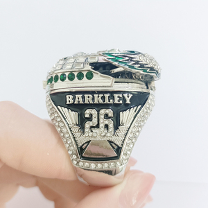 Bague unisexe style hip-hop en alliage plaqué argent, modèle MVP Championnat des Eagles de Philadelphie 2025, bijou tendance - Product Image 4