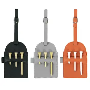Personalization Wooden Golf Tees Sleeve Custom Golf Club Promotional Faux Leather Golf Bag Tags Tee Holder Golfer Gifts For Men