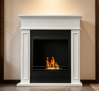 Cheminée électrique moderne autoportante en bois peint en blanc avec design décoratif sur mesure pour salon, garantie de 5 ans