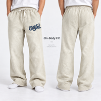 Pantalon de survêtement en molleton de coton lavé vintage de qualité supérieure, avec logo graphique brodé personnalisé, pour hommes, coupe ample, style streetwear, fabricants