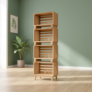 Sturdy Brown Detachable Classic Teak Fruit Box 460x410x250mm Four Layers Living Room Storage Rack <b>Standing</b> Type Organized - Product Image 4