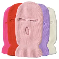 Mascarilla de esquí bordada para hombre y mujer, máscara personalizada de 3 agujeros de punto, pasamontañas, para invierno