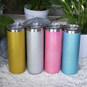 Agh garrafa de água isolada em aço inoxidável, novo estilo personalizável, brilhante, <span class=keywords><strong>glitter</strong></span>, parede dupla, garrafa de água, vinho