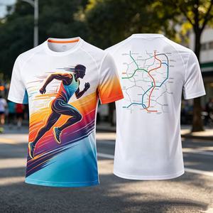 OEM Custom logo Digital Print Knitted Sporty Marathon Team Event Promotion Men's T-Shirt Polyester Running Gym Dry-Fit Sport Tee - Product Image 1
