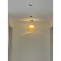 Lustre suspendu en acrylique crème Sunset pour chambre à coucher, table à manger, comptoir de bar, îlot - LED à trois couleurs, intensité variable, lumière chaude