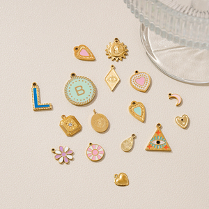 2025 New Trend Fashion Stainless Steel Pendants Different Kinds of Gold Plated Enamel Charms - Product Image 2