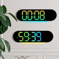 Multifunktionale Nordische Design Ovale Wanduhr Großbildschirm LED Digitalanzeige RGB Farbwechsel Thermometer Wecker ABS