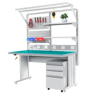 Repair worktable experimental bench aluminum profile frame bench with LED multi deck table commercial workbench with cabinet