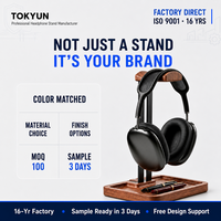 Support de casque en bois de noyer massif avec logo personnalisé, organisateur de bureau gaming, support de casque, usine OEM