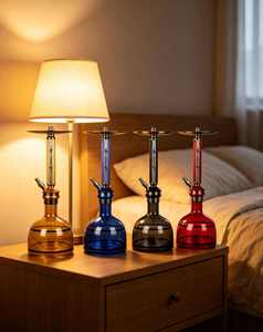 Modern Resin Shisha <b>Hookah</b> Straight Type Lacquer Finish Glass Base Gift Box Arab Style Smoking <b>Pipe</b> - Product Image 5
