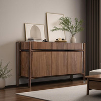 Buffet en bois massif nordique, armoire de rangement en noyer, console minimaliste pour salon et entrée
