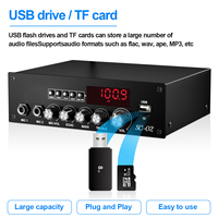 VIRE 70W*2 Ev Tipi Yüksek Güçlü Amfi 2.0 Kanal Stereo HIFI Dijital Surround Ses Sistemi Amfi FM USB Uzaktan Kumandalı AC 100-240V