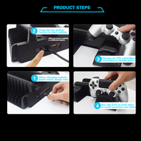 Support vertical 3 en 1 pour PS4/PS4 Slim/PS4 PRO avec station de charge double pour manettes, jeux pour Sony Playstation 4, ventilateur de refroidissement