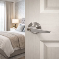 Poignée de porte moderne de luxe en acier inoxydable pour intérieur, grande poignée de porte d'entrée avec ensemble de serrure et clés