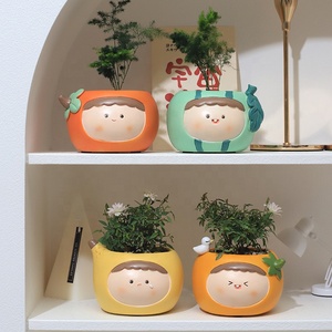 4 Couleurs Cartoon Plant Gardening Potted Fruit Baby Face Planter Decorative Desk Succulent Storage Bonsai Ornaments Flower Pot - Product Image 3