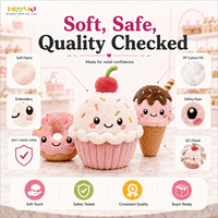 Pabrik Mainan Boneka Es Krim Custom, Boneka Ramah Lingkungan, MOQ Rendah untuk Hadiah dan Promosi Toko Gelato
