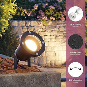 Projecteur extérieur au sol GU10 IP65 étanche pour jardin, orientable à 210 degrés - Product Image 1