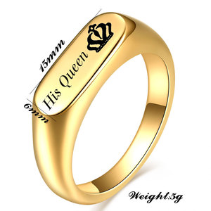 His Queen Crown <b>Ring</b> 6mm Gold Oval <b>Couple</b> Engagement Jewelry Unisex - Product Image 5
