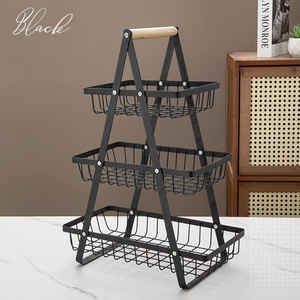 Cesta de frutas multicapa Cocina Rejilla perforada de tres capas Cesta de almacenamiento de <span class=keywords><strong>mano</strong></span> Sala de estar Fruta seca y estante para refrigerios - Product Image 6