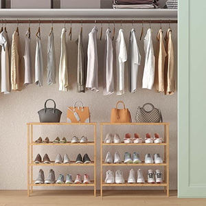 <b>Bamboo</b> Shoe Rack 3 Tier Shoe Organizer Entryway Storage Stand Slatted <b>Shelf</b> Bench - Product Image 3