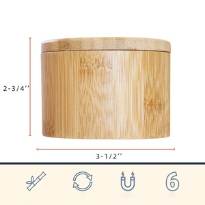 Contenitore per Sale in Bambù con Coperchio Magnetico Girevole, Scatola per <span class=keywords><strong>Spezie</strong></span> da Cucina - Product Image 6