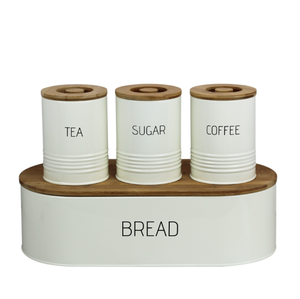 BX new design set of 4 coffee tea and sugar cookie set metal bread box with logo