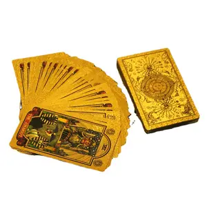 Omet Foil Emas 78 Pelapis Cahaya Murah, Khusus Percetakan Lotus Deck Tas De Carta Wisdom Kartu Sulap Kartu Tarot