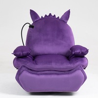 Canapé de jeu griffes usine originale violet velours tissu diable bouton électrique canapé de jeu inclinable avec repose-pieds rétractable