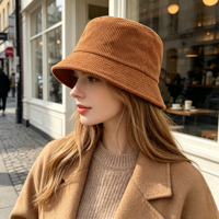 Chapeau Bob Personnalisé en Velours Côtelé Style Vintage Rétro Automne Hiver pour Librairie, Club de Lecture, Lecteur – Chaud, Confortable, à Large Bord, Doublé, Unisexe, Vente en Gros