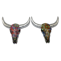Grosir kustom berwarna-warni buatan kepala banteng patung resin sapi bull kerangka patung kepala untuk dekorasi dinding rumah
