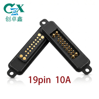 Conector Magnético de Carga Pogo Pin Personalizado de 19 Pines, Paso de 2.54mm, Chapado en Oro, 5A 10A, con Orejeta